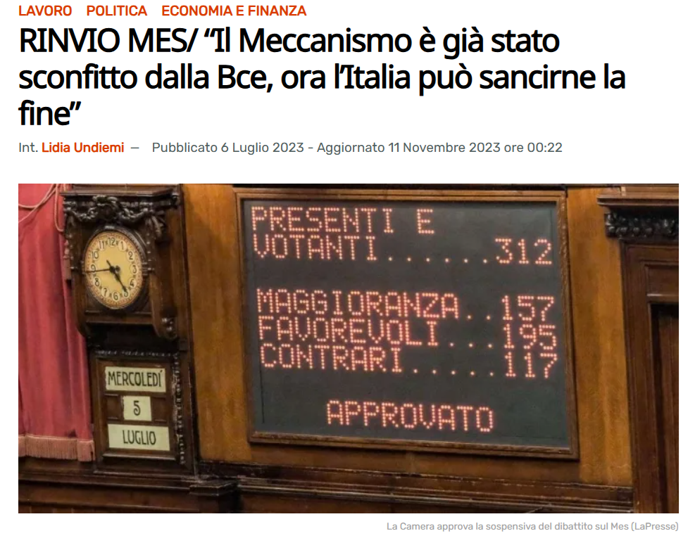 Intervista per Il Sussidiario “Il meccanismo è già stato sconfitto dalla BCE, ora l’Italia può sancirne la fine” del 6 luglio 2023